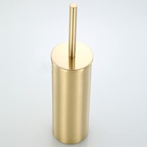 Round Brushed Gold Toilet Brush Holder Stand SUS304 Stainless Steel Toilet Bathroom Brush Shelf Modern Gold