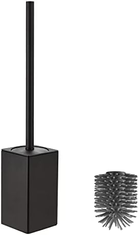 BVL Toilet Brush and Holder Black Toilet Bowl Brush for Ceaning with Stainless Steel Handle Freestanding