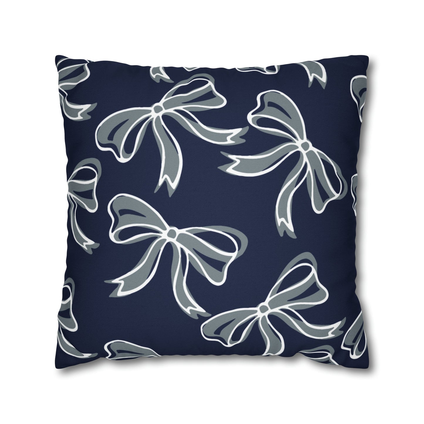 Trendy Bow College Pillow Cover - Dorm Pillow,Graduation Gift,Bed Party Gift,Acceptance Gift,College Gift, UConn, Monmouth, navy and grey