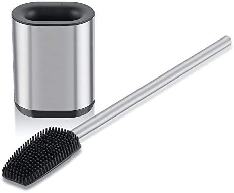 ToiletTree Modern Deluxe Freestanding Bathroom Cleaning Tools (Stainless Steel, Silicone Brush)