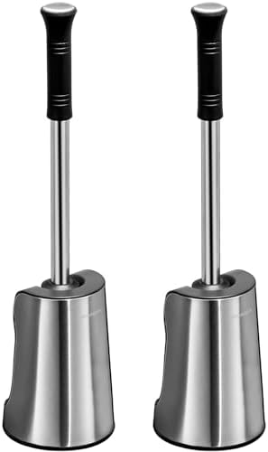 simpletome Toilet Brush with Quick Dry Holder, More Efficient Bristles, Stainless Steel+ABS (2PCS, Black)