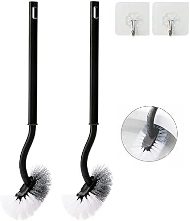 2 Pack Curved Toilet Bowl Brush Without Holder for Bathroom - Toilet Brush Sturdy Under The Rim Household Cleaning Brushes (Two Toilets Brush Without Holder)