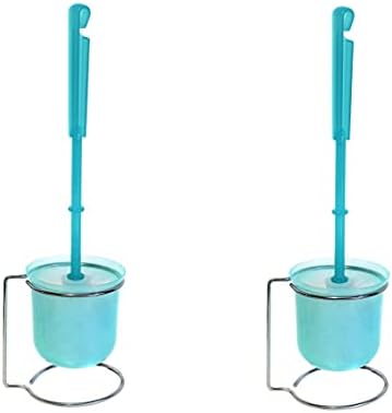 Dependable Industries Inc. Essentials Set of 2 Elegant and Efficient Free Standing Toilet Brush Set Modern Design and Compact (Sky Blue)