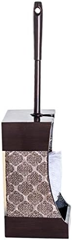 Creative Scents Brown Toilet Brush with Holder Set - Bathroom Toilet Bowl Brush and Holder - Decorative Toilet Cleaner Brush - Good Grip Toilet Bowl Scrubber (Dahlia Style)