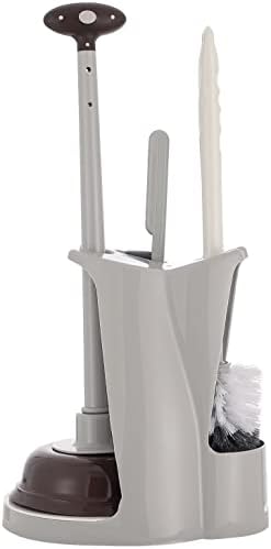 Toilet Plunger and Bowl Brush Combo for Bathroom Cleaning, Grey, 1 Set by Cq acrylic