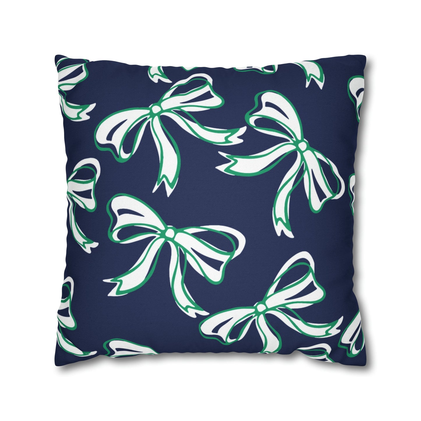 Trendy Bow College Pillow Cover - Dorm Pillow, Graduation Gift,Bed Party Gift,Acceptance Gift,College Gift, Notre Dame, navy and green