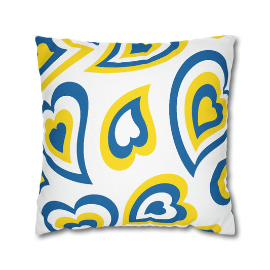 Retro Heart Pillow - Royal and yellow, Heart Pillow, Hearts, Valentine's Day, Delaware, Bed Party Pillow, Sleepaway Camp, dorm decor,