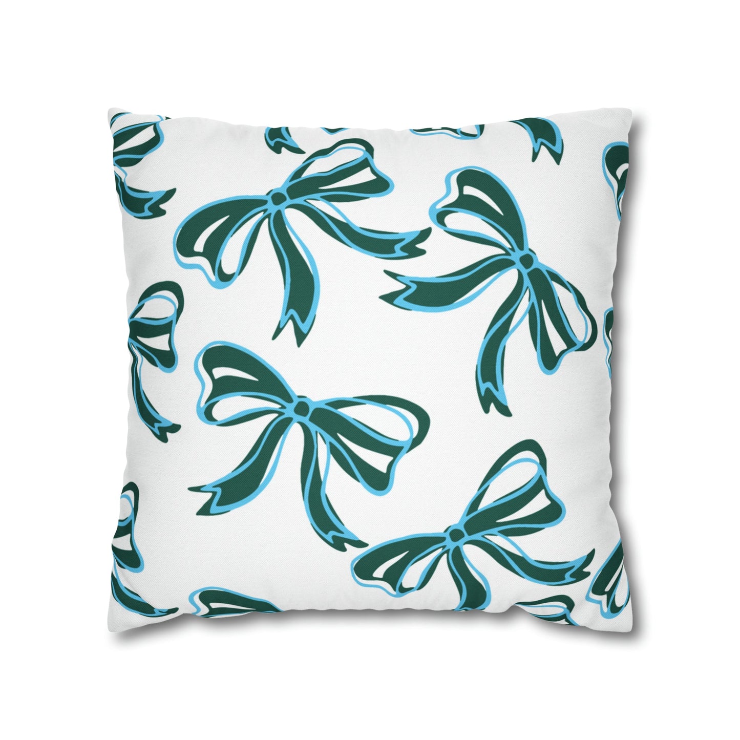 Trendy Bow College Pillow Cover - Dorm Pillow, Graduation Gift, Bed Party Gift, Acceptance Gift, College Gift, Tulane,Roll Wave,Blue & Green