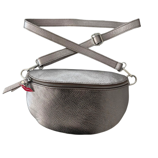 Sorrento City Bag in Silver Sand - With leather strap