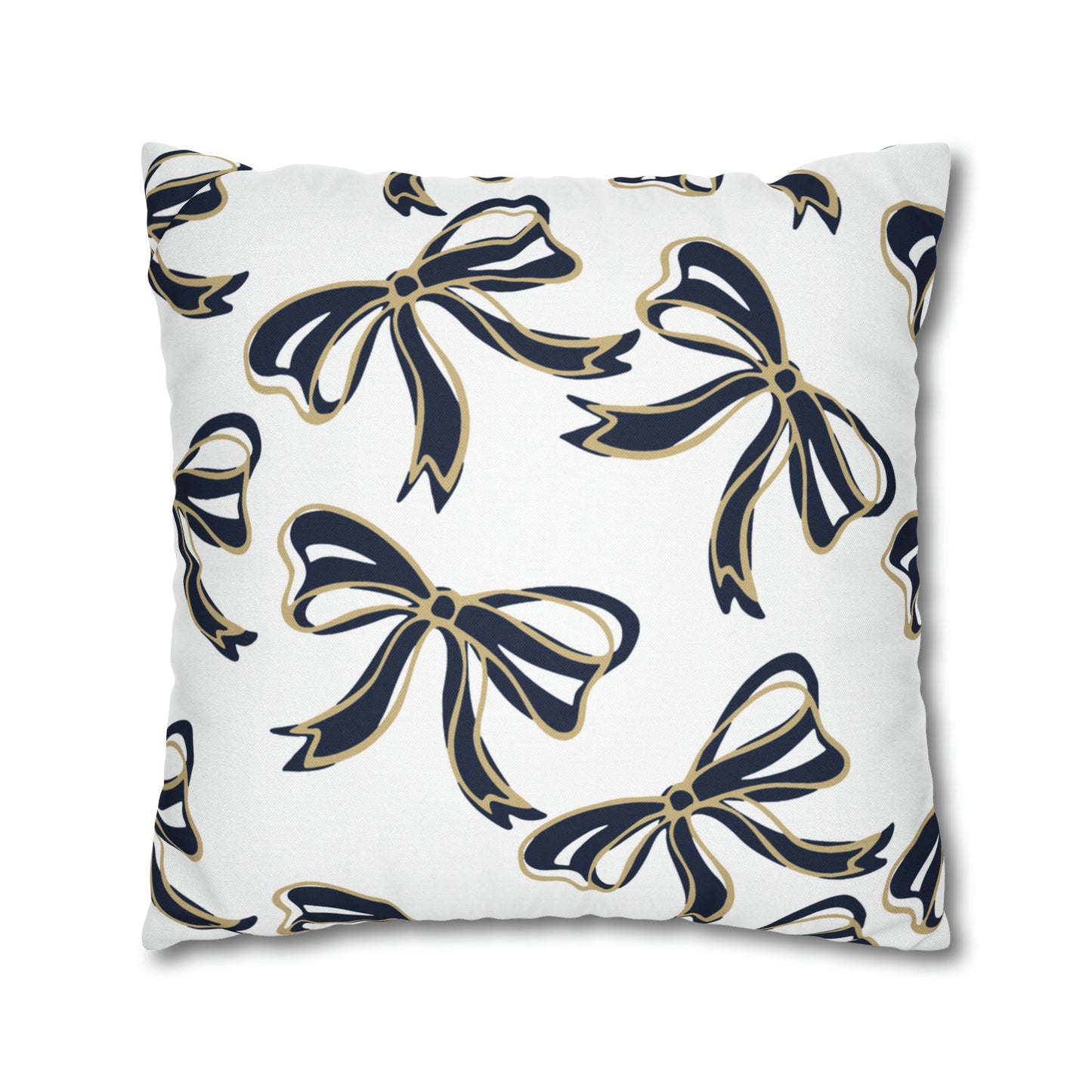 Trendy Bow College Pillow Cover - Dorm Pillow, Graduation Gift, Bed Party Gift, Acceptance Gift, College Gift, GW University, Navy & Gold