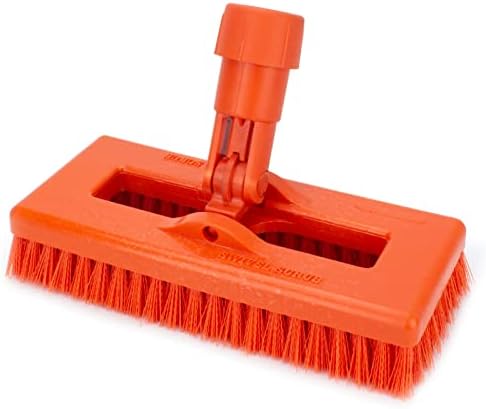 SPARTA 3638831EC24 Polyester Rectangle Scrub Brush, Floor Brush, Cleaning Brush With Swivel Head For Cleaning, 8 Inches, Orange