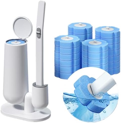 Disposable Toilet Brush with 24PCS Cleaner Refills, Bathroom Bowl Wand Holder Set for Sink Bathtub Wash Basin Mop Pool (Toilet Cleaning Kit)