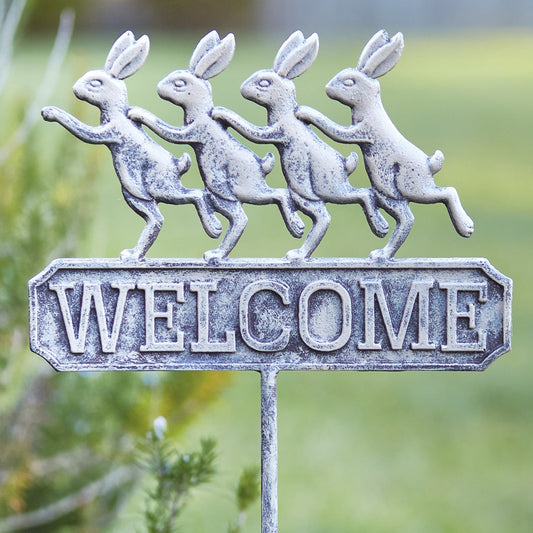 Dancing Bunny Welcome Garden Stake