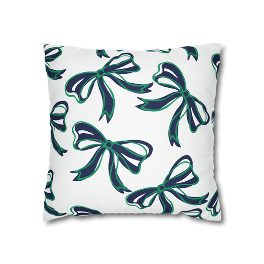 Trendy Bow College Pillow Cover - Dorm Pillow, Graduation Gift,Bed Party Gift,Acceptance Gift,College Gift, Notre Dame, navy and green
