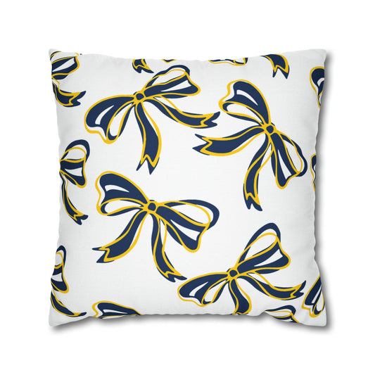 Trendy Bow College Pillow Cover - Dorm Pillow, Graduation Gift, Bed Party Gift, Acceptance Gift, College Gift, Michigan Wolverines, Bow Gift