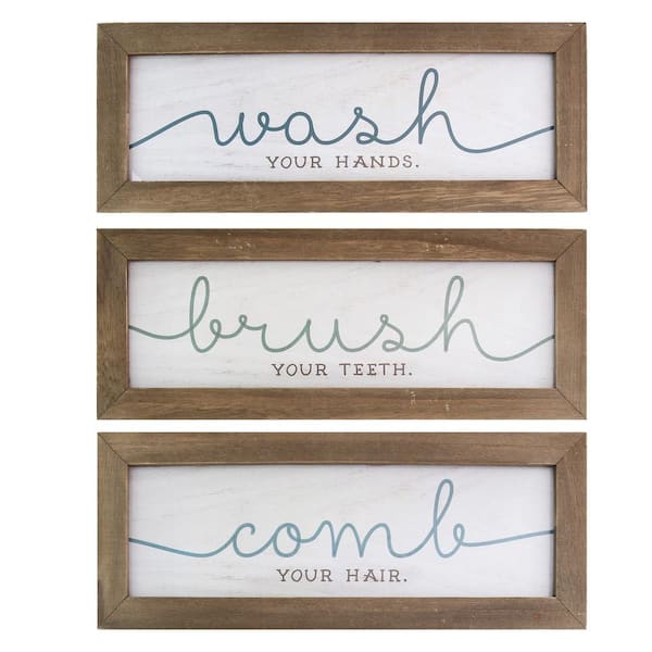 Decorative Sign Wall Art 12 x 0.5 x 4.75 Wash, Brush and Comb Set