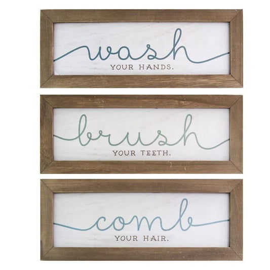 Decorative Sign Wall Art 12 x 0.5 x 4.75 Wash, Brush and Comb Set