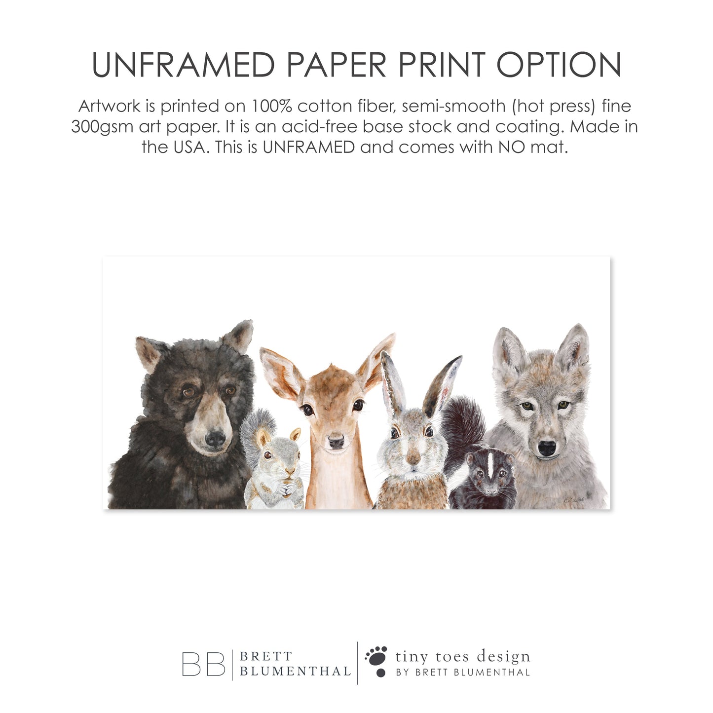 Woodland Animal Nursery Decor - Panoramic Baby Room Print