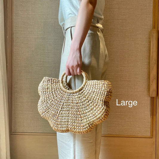 Water Hyacinth Flower Scalloped Handbag (various sizes)