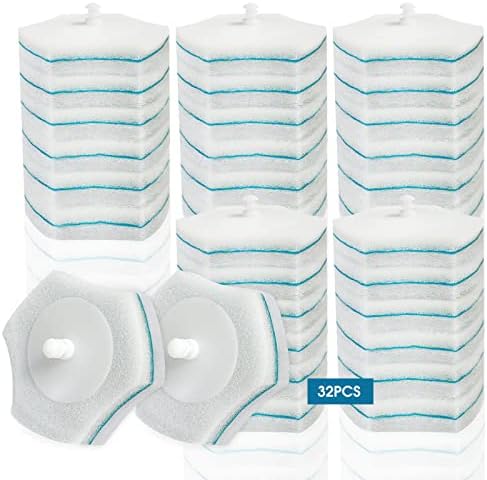 Disposable Toilet Brush Refills 32 Count Upgraded Disposable Toilet Cleaning Sponges Heads, Not Compatible with Other Brand Toilet Handle, Only fit Handle(32 Refills)
