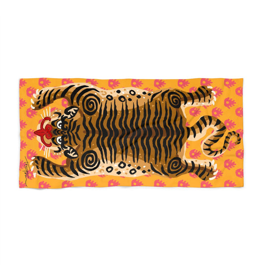 Orange Tiger Beach Towel