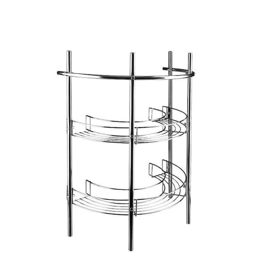 Bathroom Shelf Pedestal Storage Unit Round Shape 21 in. Chrome