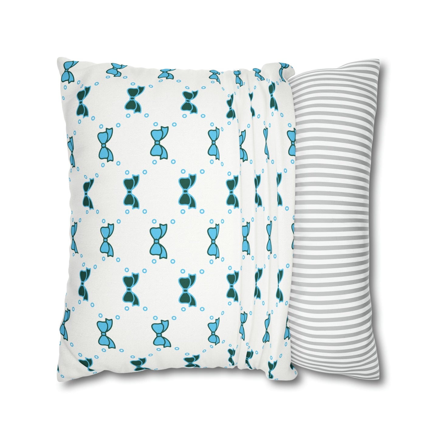 Pretty Little Bow Pillow Cover - Dorm Pillow,Bow Pillow,Bed Party Gift, Acceptance Gift, Camp Gift, Bow Aesthetic, Tulane, Blue & Green bow