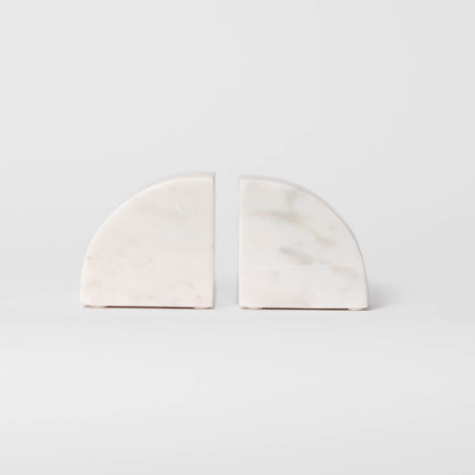 Rounded White Marble Bookends