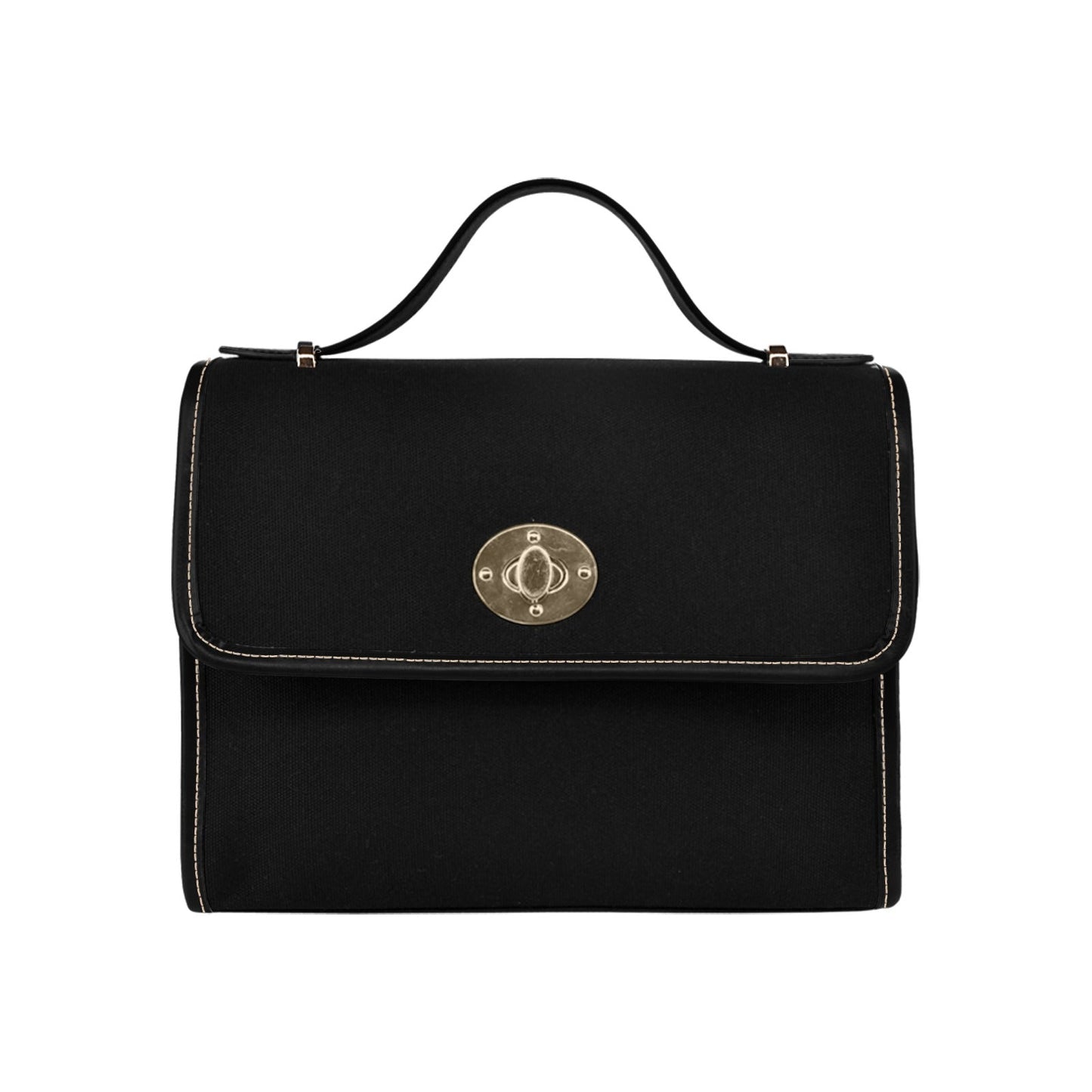 Plain Black Canvas Satchel Purse