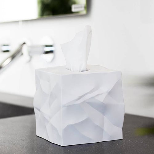 Wipy Crinkle Square Tissue Box Cover by Essey Facial Tissue Holders Essey White