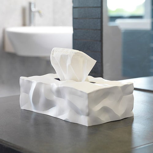 Wipy Crinkle Rectangular Tissue Box Cover by Essey Facial Tissue Holders Essey White