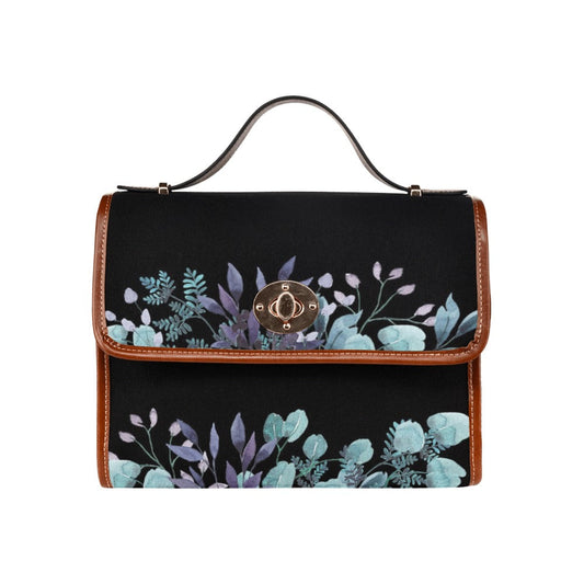 Watercolor Cottagecore Flowers Blue Canvas Purse