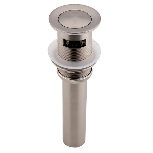 Brushed Nickel Press-Style Pop Up Sink Drain Assembly - with Overflow Solid Brass