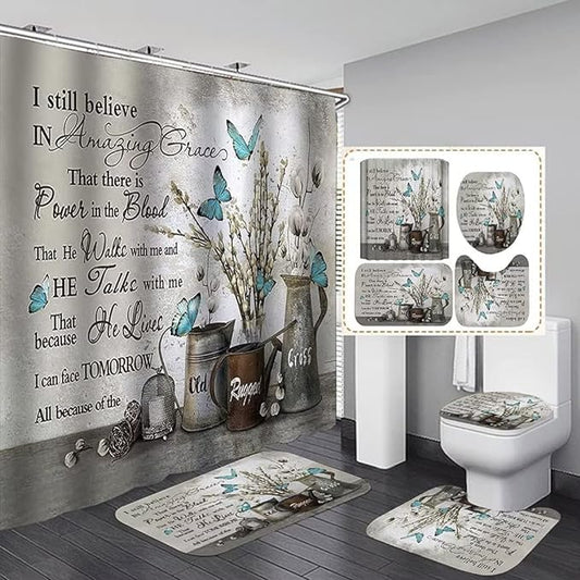 Rustic Flower Inspirational Quotes Shower Curtain Sets