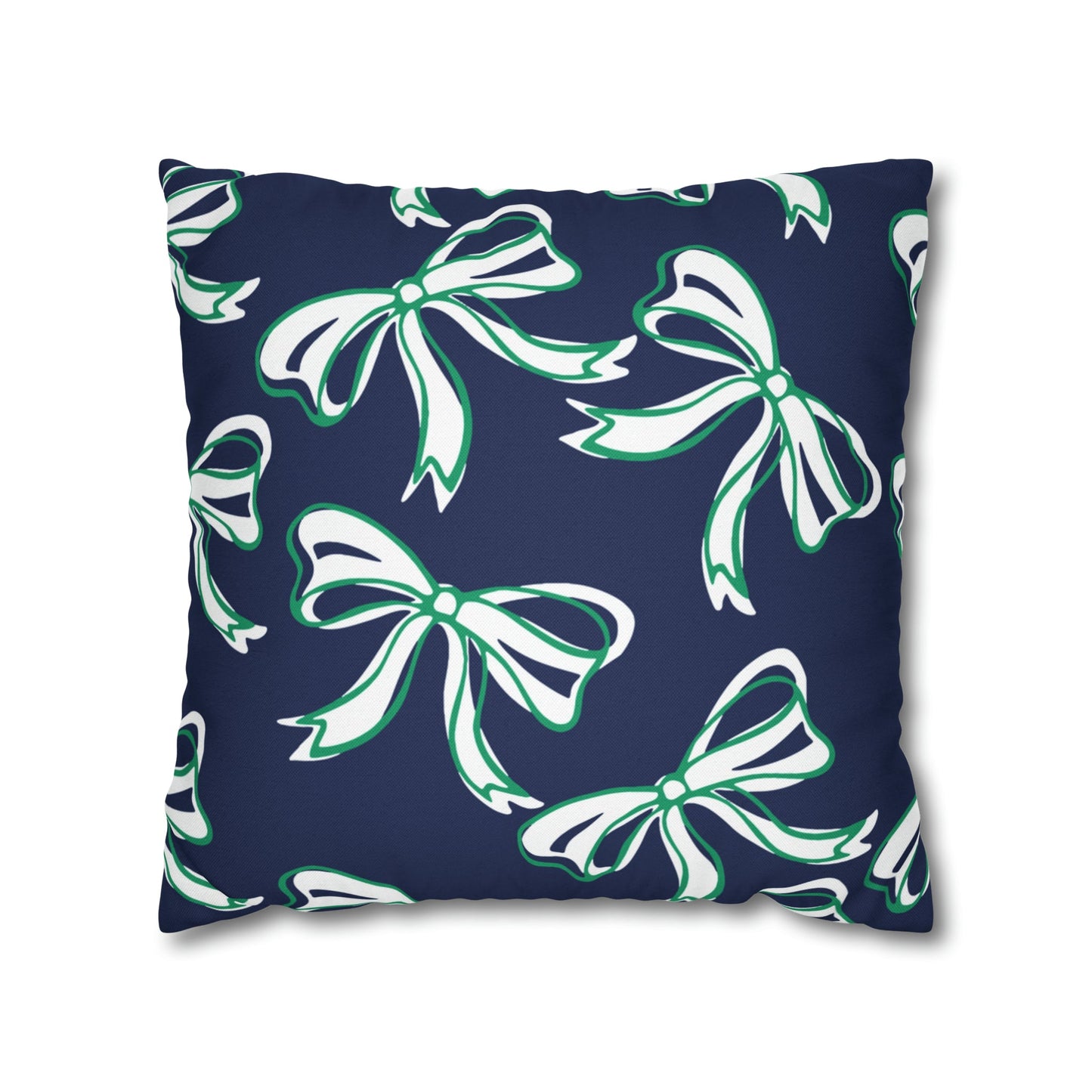 Trendy Bow College Pillow Cover - Dorm Pillow, Graduation Gift,Bed Party Gift,Acceptance Gift,College Gift, Notre Dame, navy and green