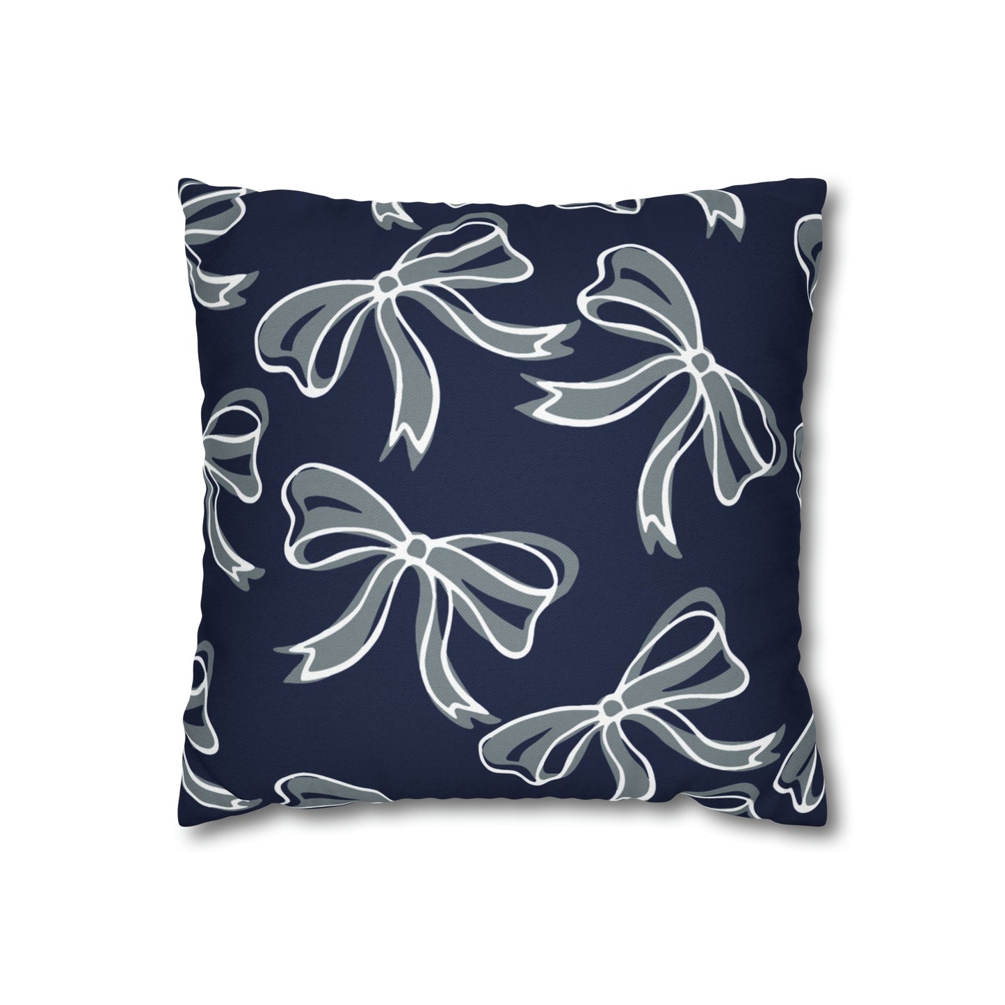 Trendy Bow College Pillow Cover - Dorm Pillow,Graduation Gift,Bed Party Gift,Acceptance Gift,College Gift, UConn, Monmouth, navy and grey