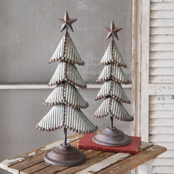 Weathered Tin Trees - Set of 2