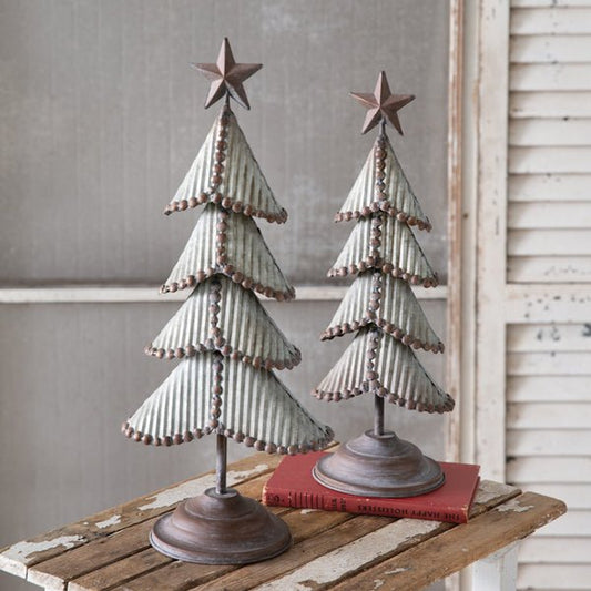 Weathered Tin Trees - Set of 2
