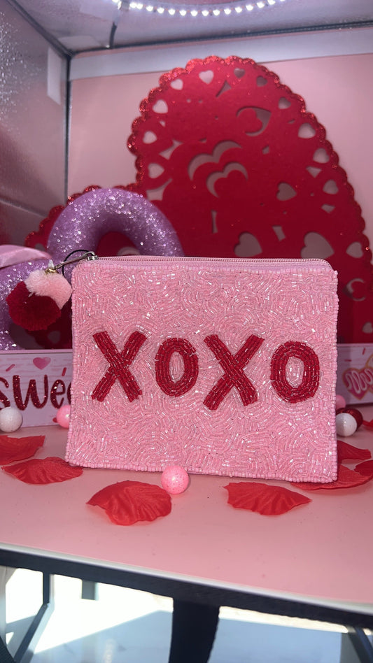 XOXO Beaded Pouch