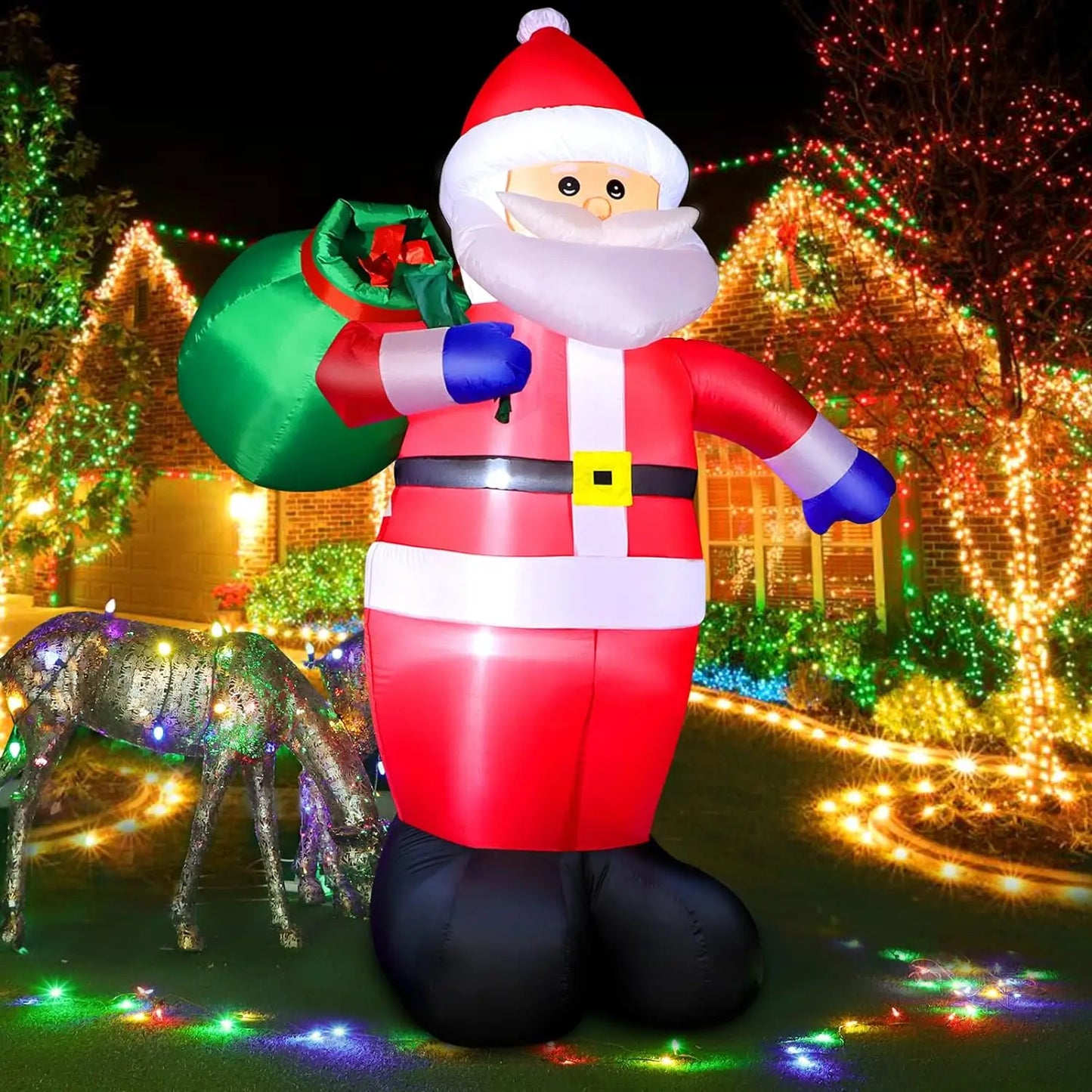 8 FT Christmas Inflatable Car with Santa Claus, Outdoor Decoration with Built-in Lights, for Yard Lawn Garden Display Party ShopOnlyDeal