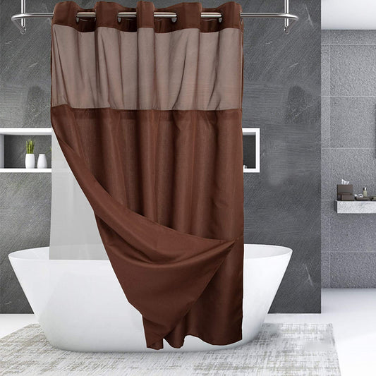 No Hooks Needed Shower Curtain White, 71x74