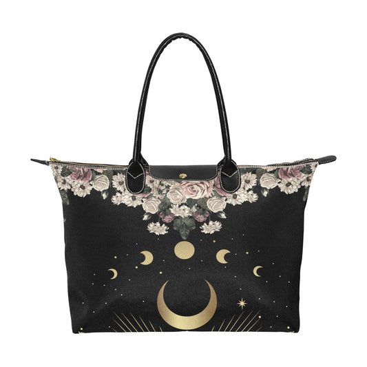 Pale rose moon phase Witch zip tote Women's Classic Handbag