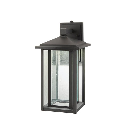 Black Medium Outdoor Seeded Gla-Dusk to Dawn : 4wx8hx1d"