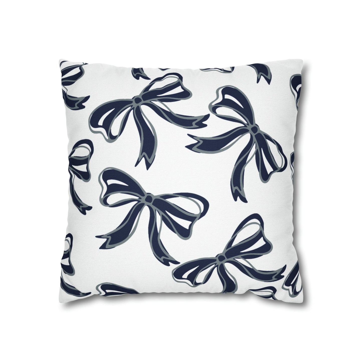 Trendy Bow College Pillow Cover - Dorm Pillow,Graduation Gift,Bed Party Gift,Acceptance Gift,College Gift, UConn, Monmouth, navy and grey