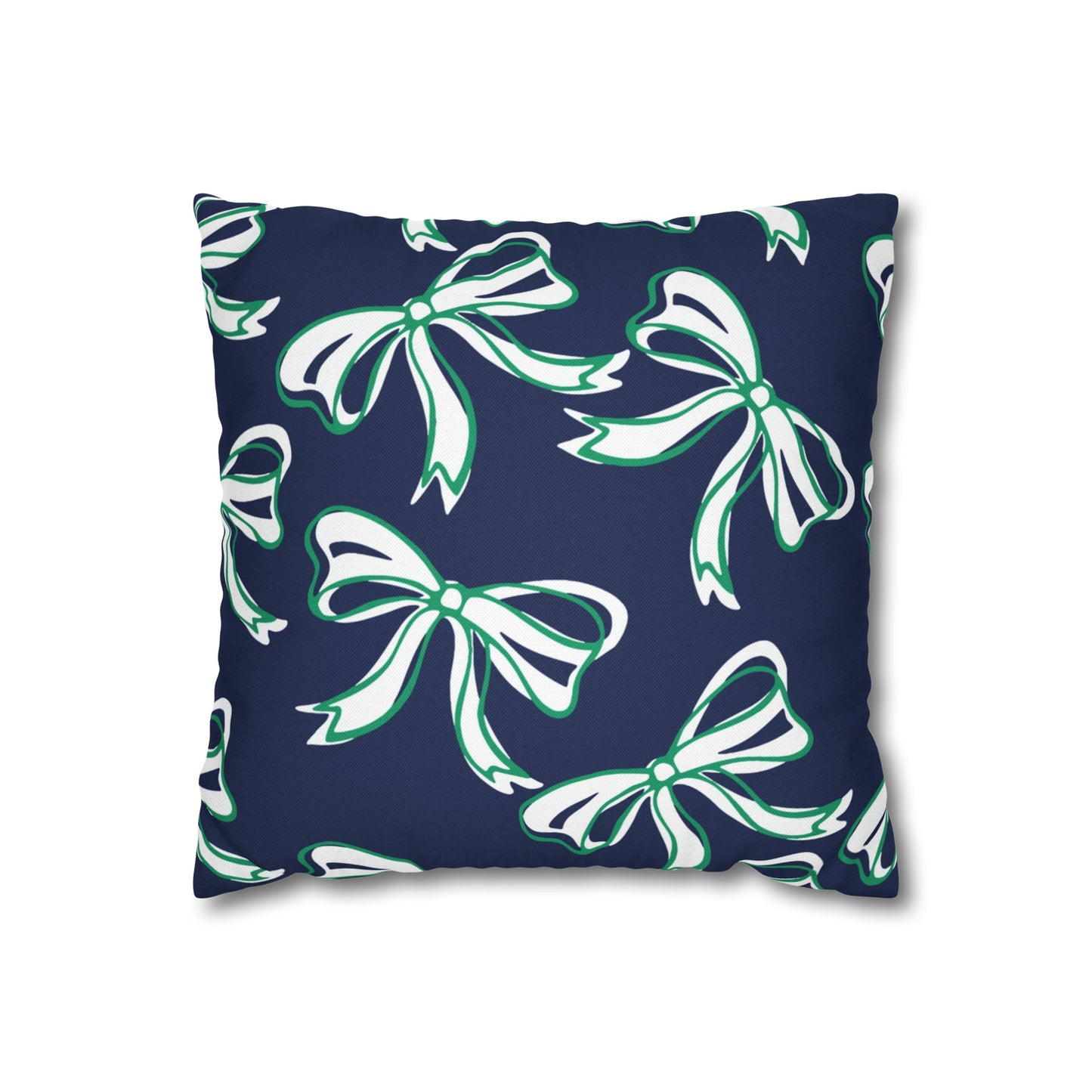 Trendy Bow College Pillow Cover - Dorm Pillow, Graduation Gift,Bed Party Gift,Acceptance Gift,College Gift, Notre Dame, navy and green