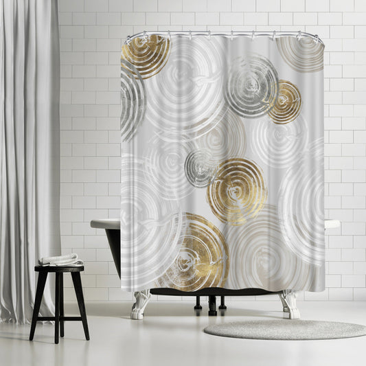 71" x 74" Abstract Shower Curtain with 12 Hooks, Spinning I by Pi Creative Art