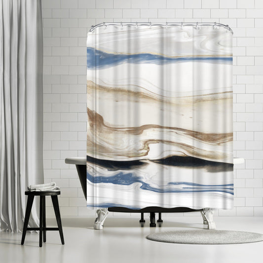 71" x 74" Abstract Shower Curtain with 12 Hooks, Synthesis Ii by PI Creative Art