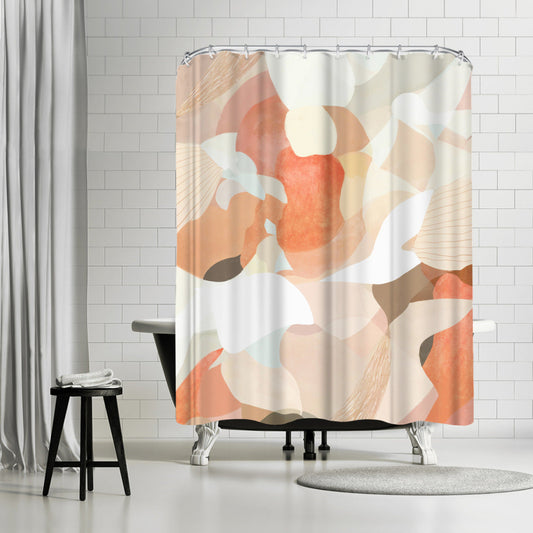 71" x 74" Abstract Shower Curtain with 12 Hooks, Interlude by Louise Robinson