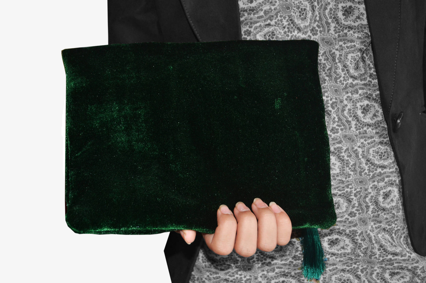 Velvet Clutch, Emerald Green Foldover Bag