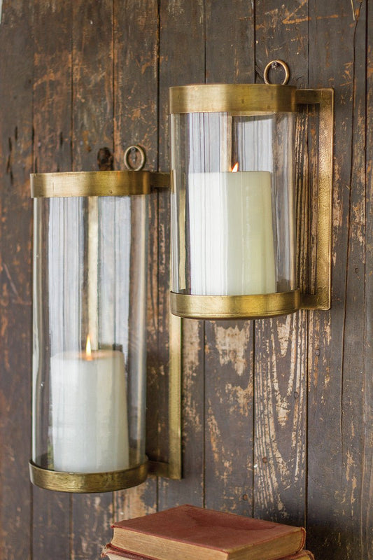 Small Brass Wall Mounted Candle Sconce